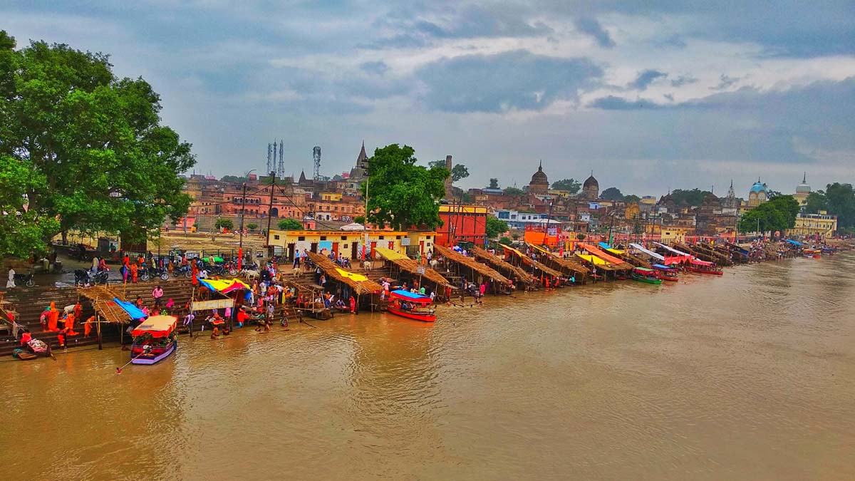 Saryu River with Floating Screen in Ayodhya